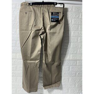 HAGGAR Men Premium Dress Khaki Pant Straight Fit, Beige Khaki , Size 40X32